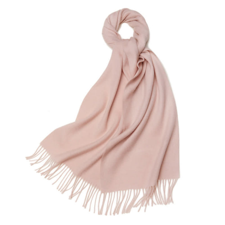 Unisex Simple Solid Color Pure Wool Fringed Scarf - Pale Pink - image 36