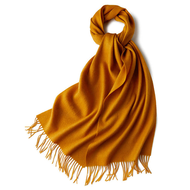 Unisex Simple Solid Color Pure Wool Fringed Scarf - Bright Orange - image 25