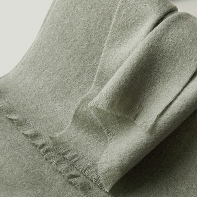 Unisex Warm Shawl Simple Solid Color Pure Wool Scarf - image 4