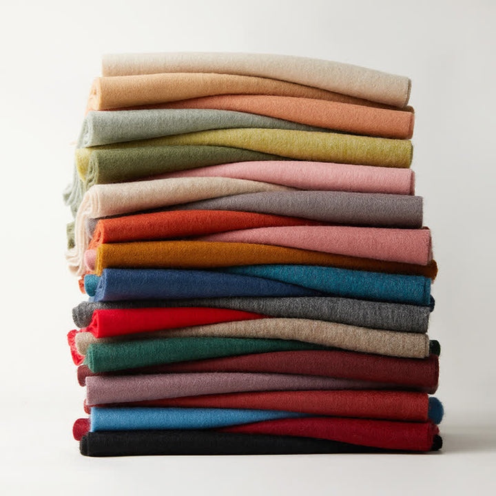 Unisex Warm Shawl Simple Solid Color Pure Wool Scarf - image 0