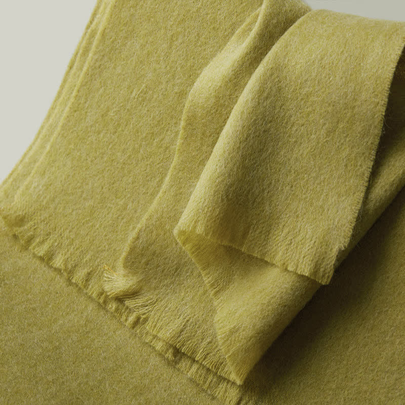 Unisex Warm Shawl Simple Solid Color Pure Wool Scarf - image 3