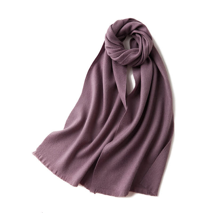 Unisex Warm Shawl Simple Solid Color Pure Wool Scarf - Purple - image 12