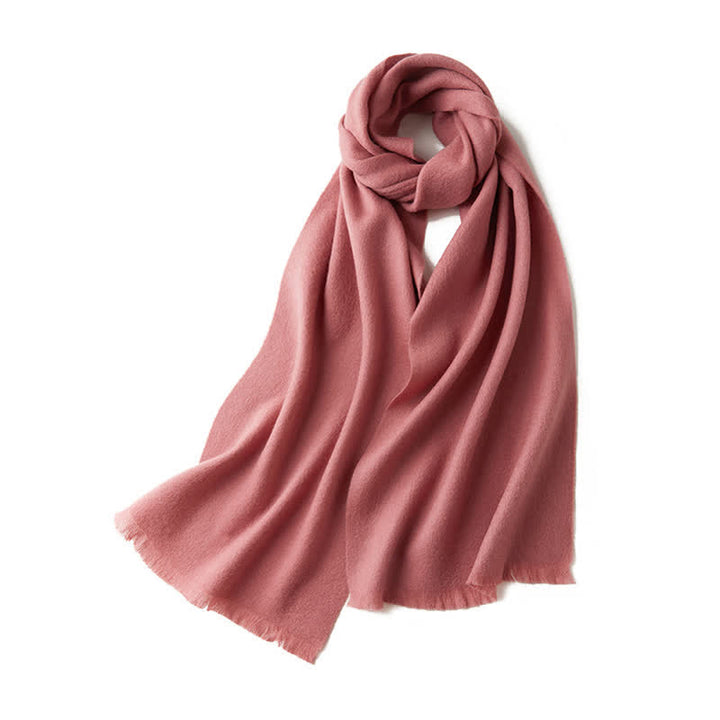 Unisex Warm Shawl Simple Solid Color Pure Wool Scarf - LightCoral - image 20