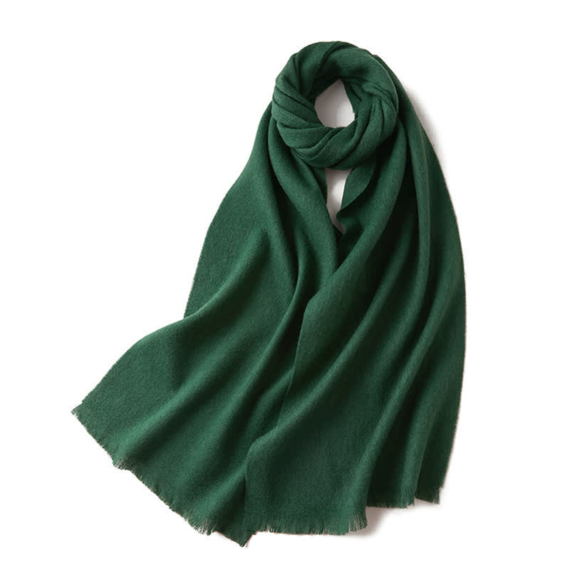 Unisex Warm Shawl Simple Solid Color Pure Wool Scarf - ForestGreen - image 9