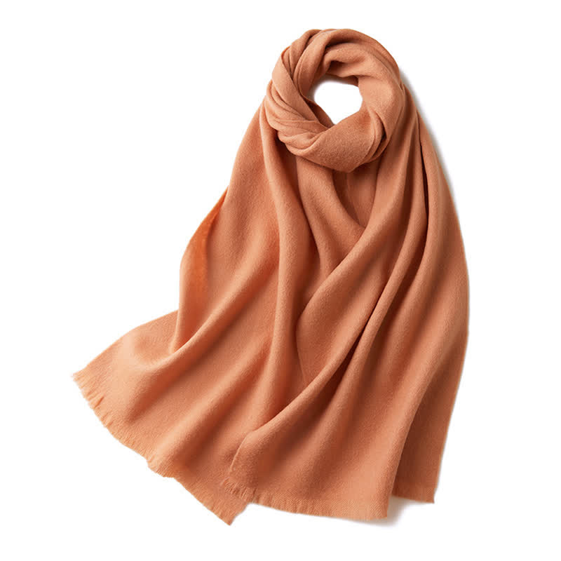 Unisex Warm Shawl Simple Solid Color Pure Wool Scarf - Coral - image 16