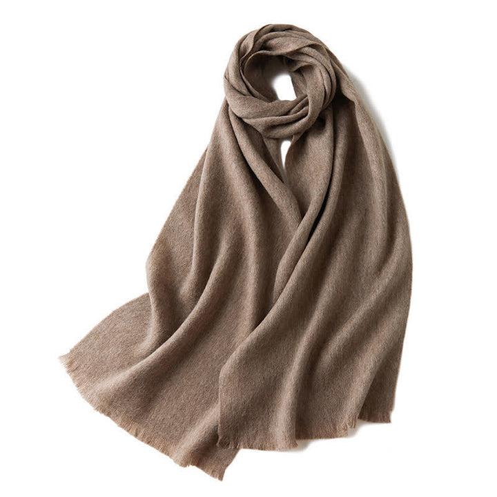 Unisex Warm Shawl Simple Solid Color Pure Wool Scarf - DarkKhaki - image 18