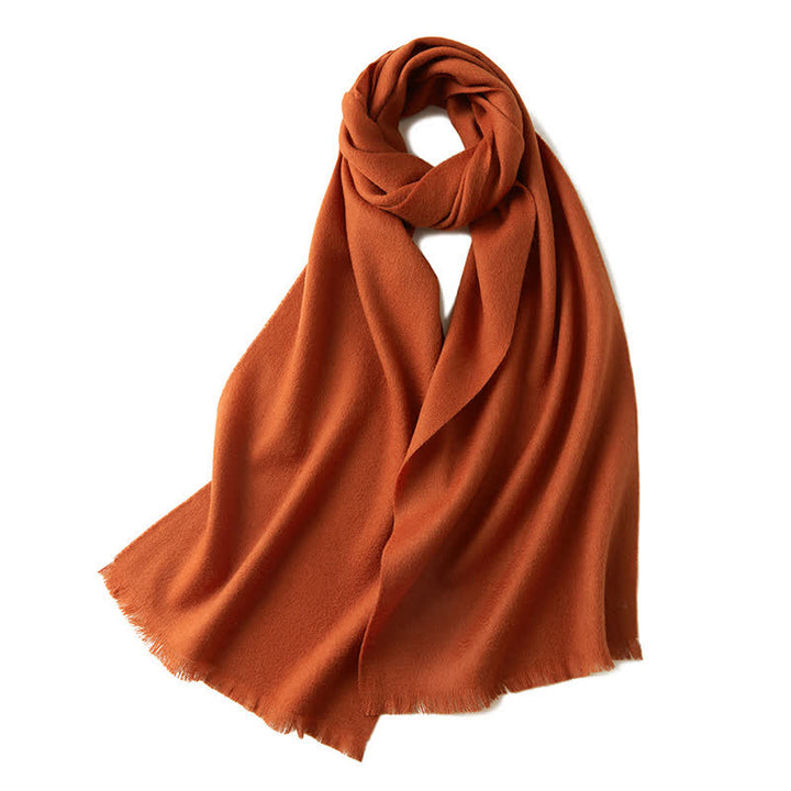 Unisex Warm Shawl Simple Solid Color Pure Wool Scarf - Red Orange - image 17
