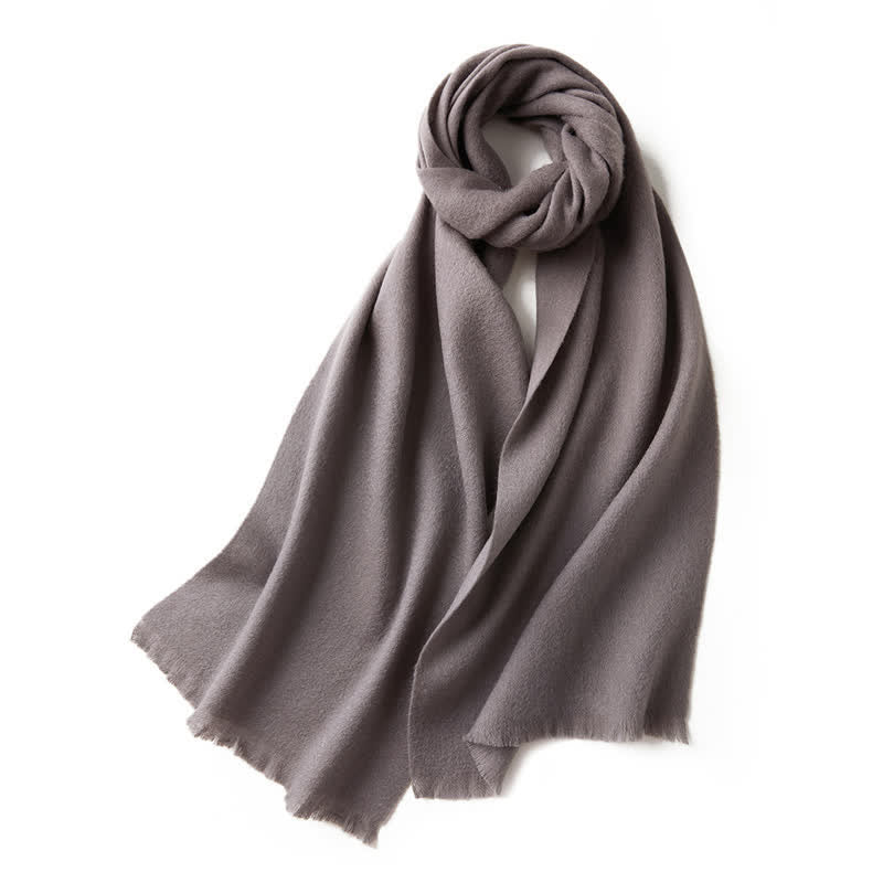 Unisex Warm Shawl Simple Solid Color Pure Wool Scarf - Gray - image 26