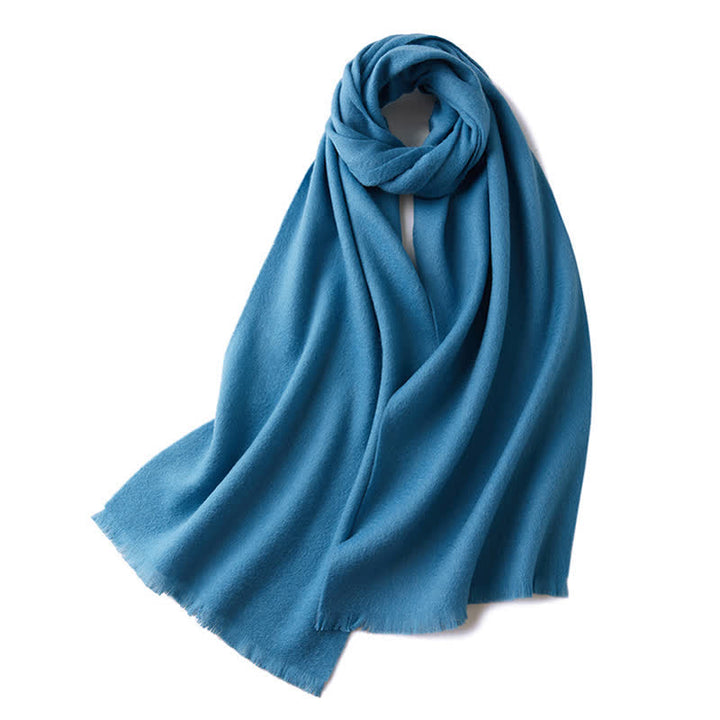 Unisex Warm Shawl Simple Solid Color Pure Wool Scarf - DeepSkyBlue - image 14