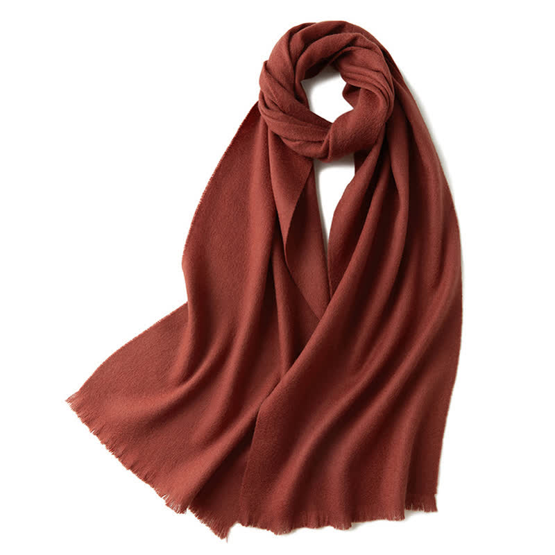 Unisex Warm Shawl Simple Solid Color Pure Wool Scarf - FireBrick - image 13