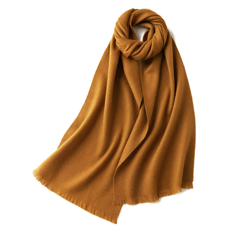 Unisex Warm Shawl Simple Solid Color Pure Wool Scarf - DarkGoldenrod - image 19