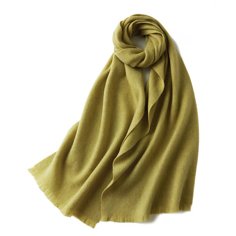 Unisex Warm Shawl Simple Solid Color Pure Wool Scarf - YellowGreen - image 22