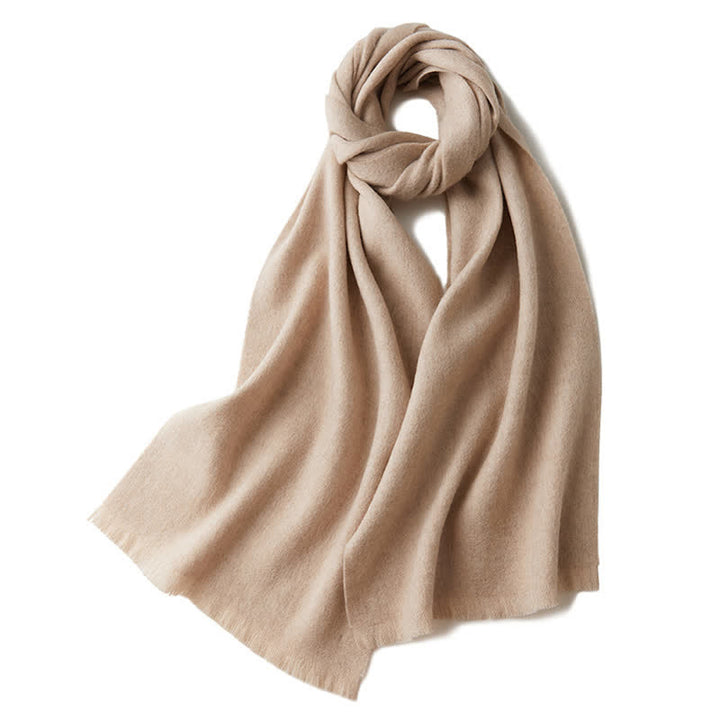 Unisex Warm Shawl Simple Solid Color Pure Wool Scarf - Khaki - image 25