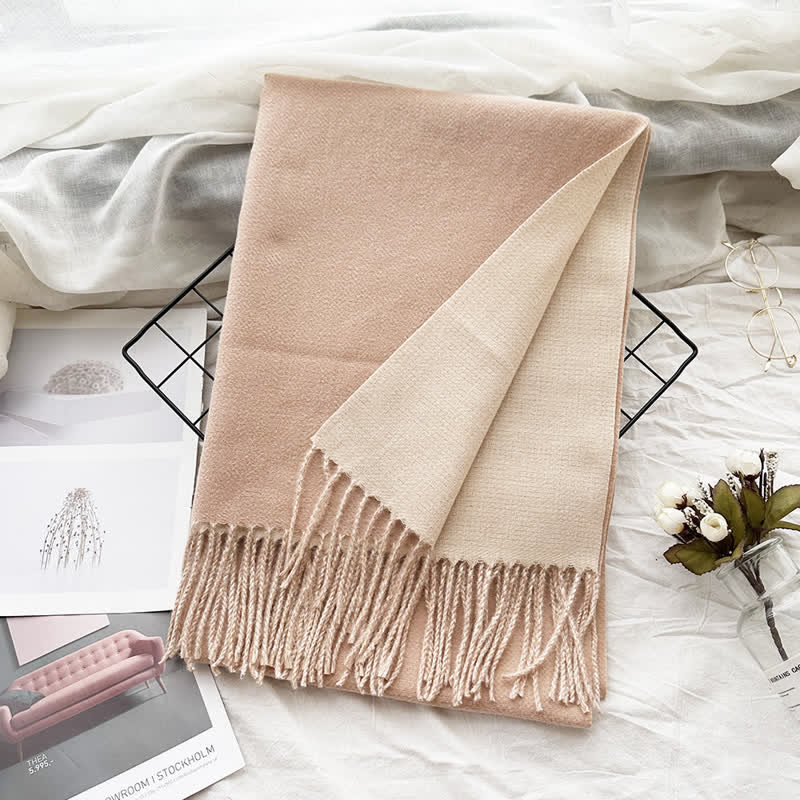 Unisex Double-Sided Two-Color Fashion Scarf - Camel - image 31