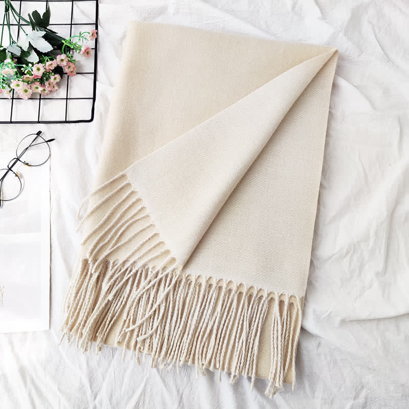 Unisex Double-Sided Two-Color Fashion Scarf - Beige - image 5