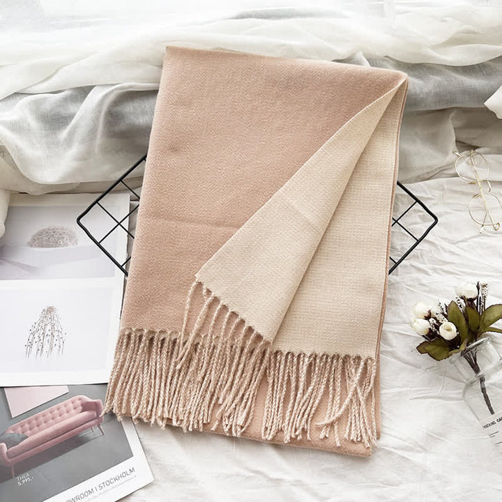 Unisex Double-Sided Two-Color Fashion Scarf - Camel - image 31