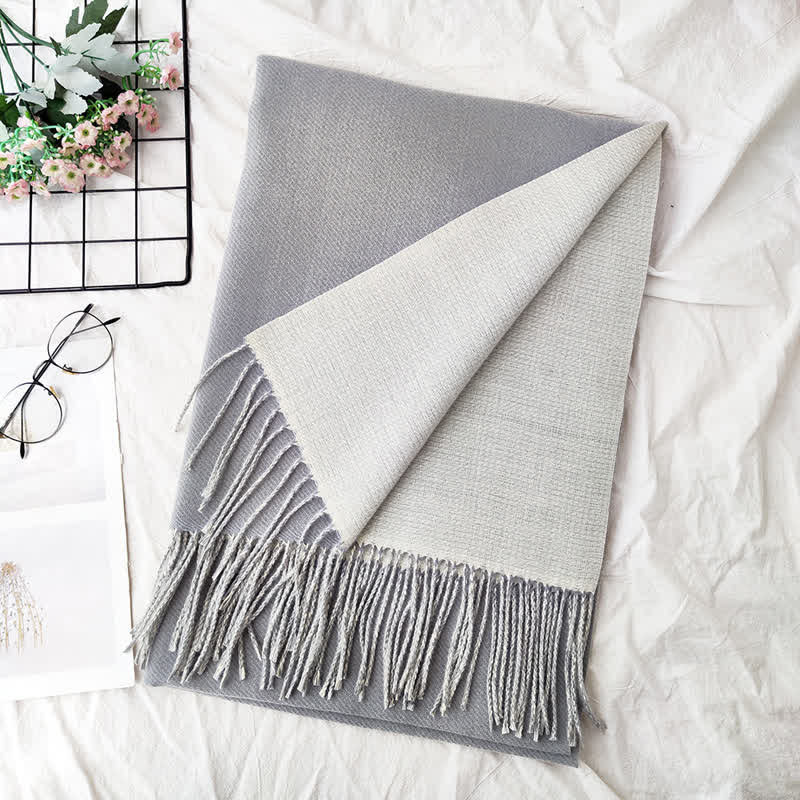 Unisex Double-Sided Two-Color Fashion Scarf - Light Gray - image 17