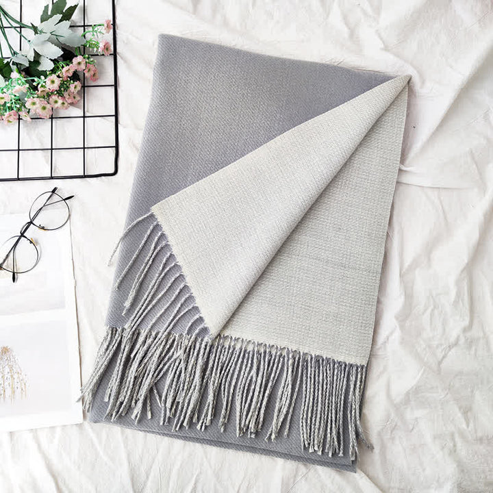 Unisex Double-Sided Two-Color Fashion Scarf - Light Gray - image 17