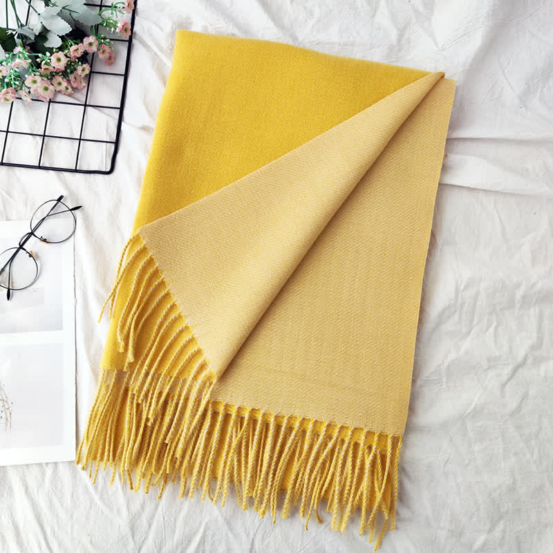 Unisex Double-Sided Two-Color Fashion Scarf - Goose Yellow - image 23
