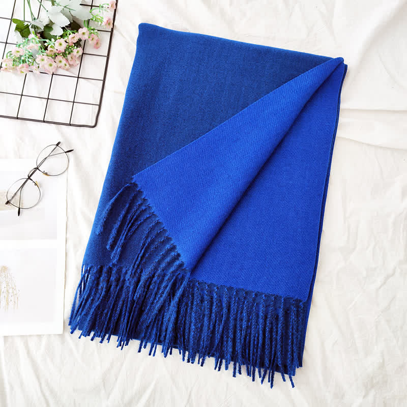 Unisex Double-Sided Two-Color Fashion Scarf - Sapphire Blue - image 20