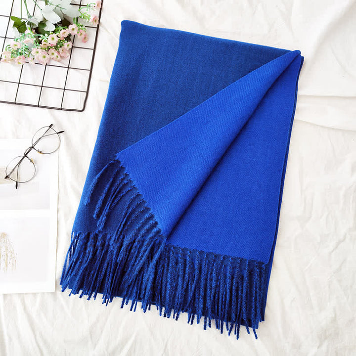 Unisex Double-Sided Two-Color Fashion Scarf - Sapphire Blue - image 20