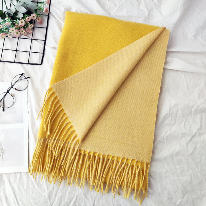 Unisex Double-Sided Two-Color Fashion Scarf - Goose Yellow - image 23