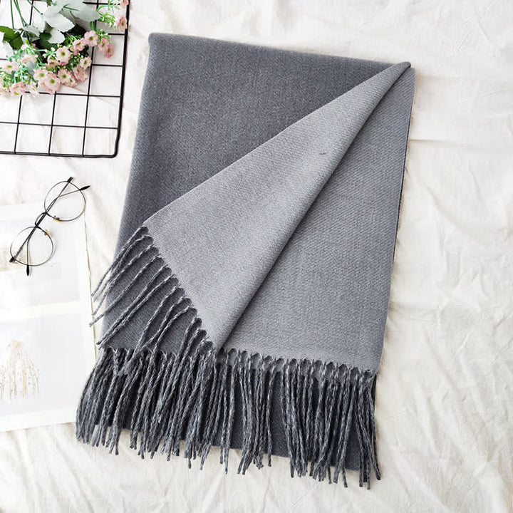 Unisex Double-Sided Two-Color Fashion Scarf - Lt.Grey - image 10