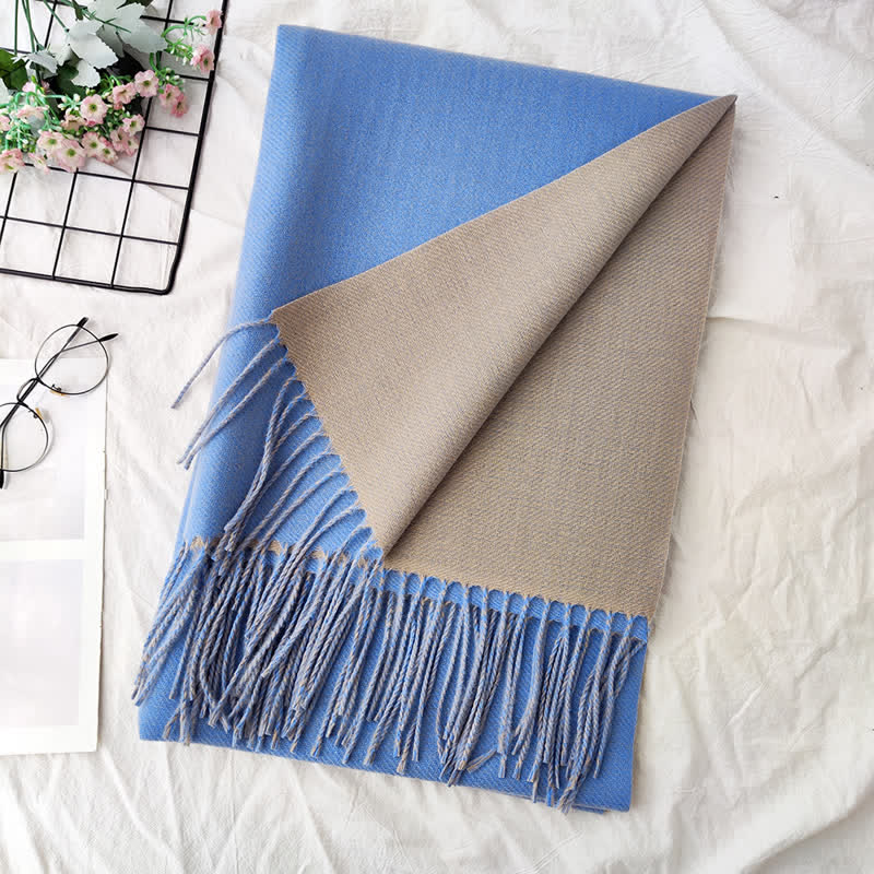 Unisex Double-Sided Two-Color Fashion Scarf - Blue Theft - image 19