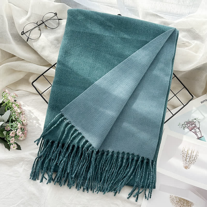 Unisex Double-Sided Two-Color Fashion Scarf - Turquoise Blue - image 29