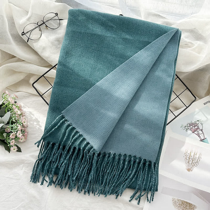 Unisex Double-Sided Two-Color Fashion Scarf - Turquoise Blue - image 29