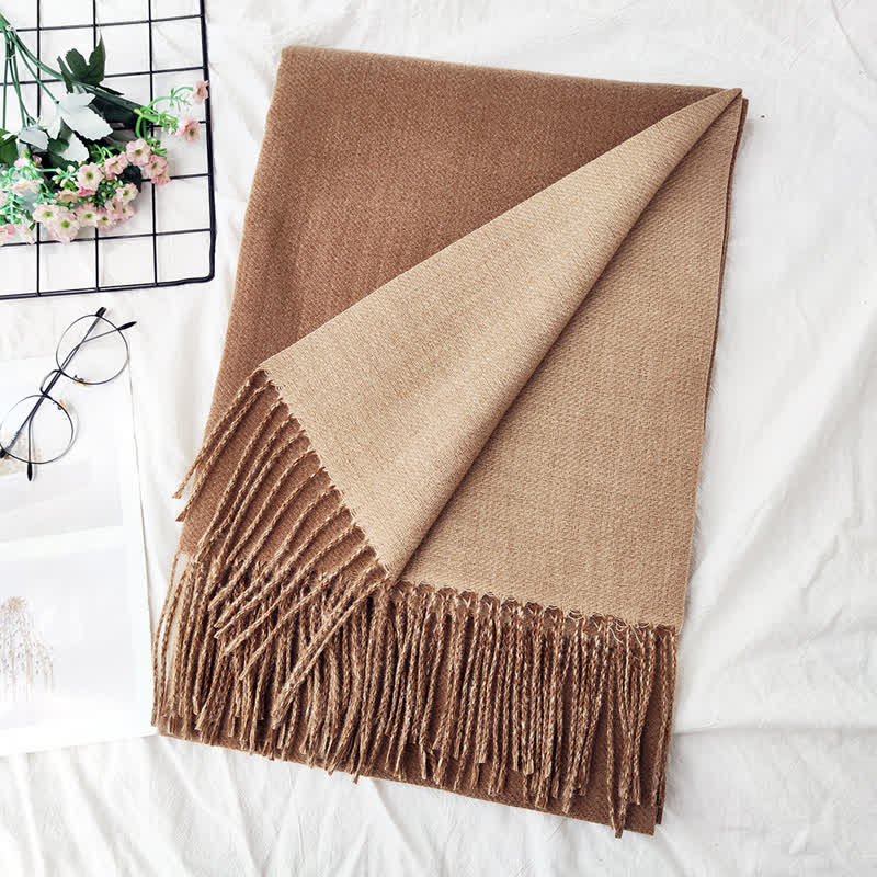Unisex Double-Sided Two-Color Fashion Scarf - Mocha - image 2