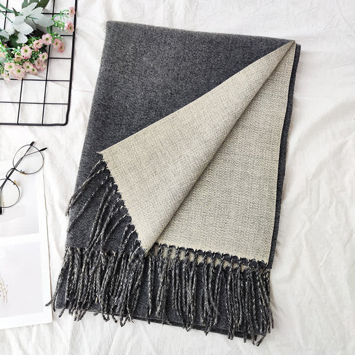 Unisex Double-Sided Two-Color Fashion Scarf - Gray - image 11