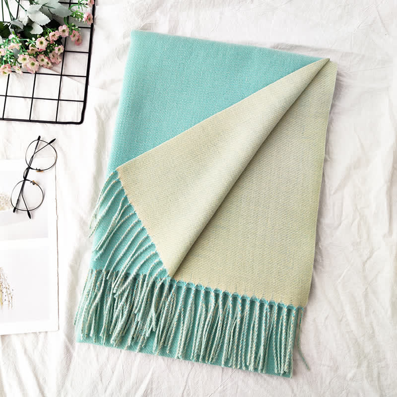 Unisex Double-Sided Two-Color Fashion Scarf - Light Green - image 13