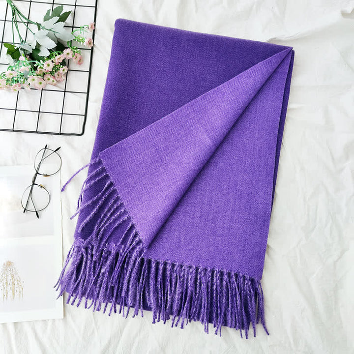 Unisex Double-Sided Two-Color Fashion Scarf - Violet - image 22