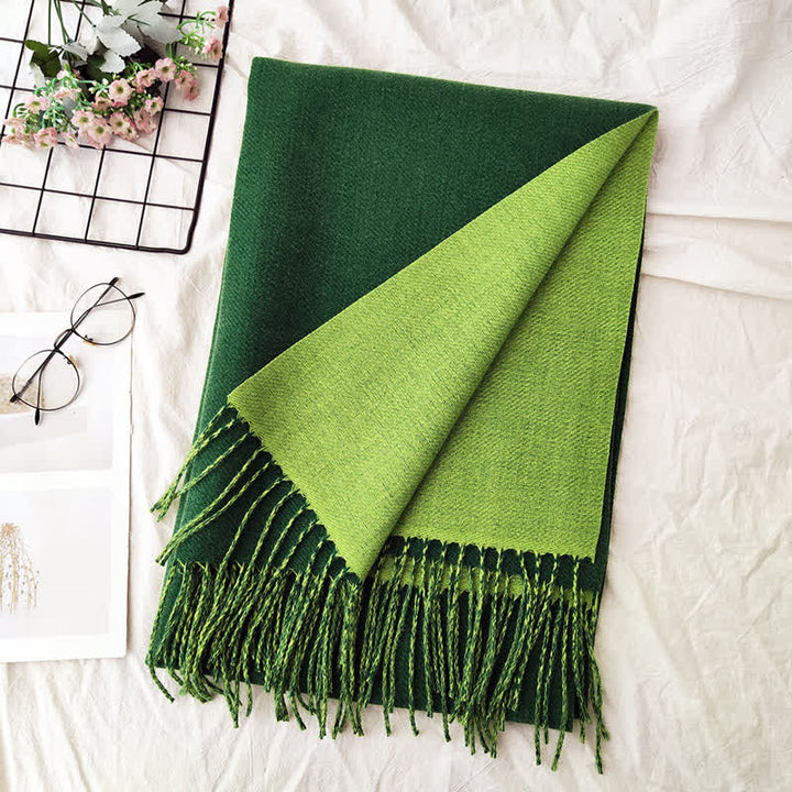 Unisex Double-Sided Two-Color Fashion Scarf - Emerald Green - image 16