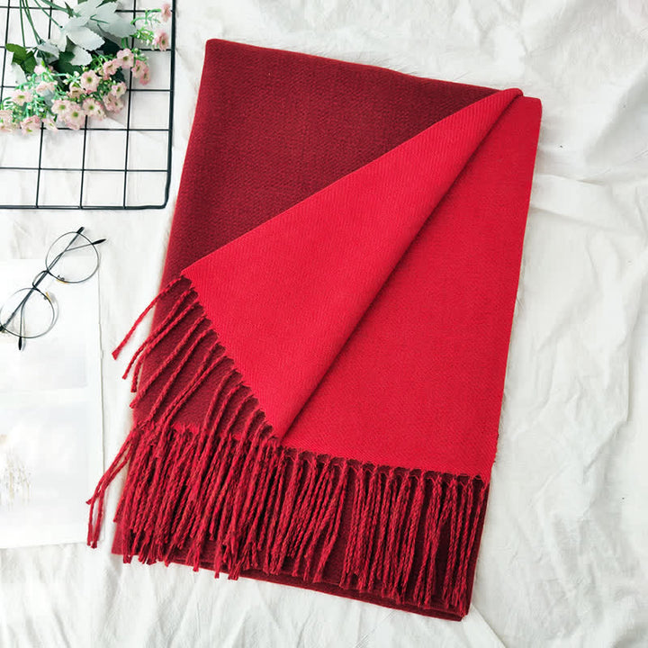 Unisex Double-Sided Two-Color Fashion Scarf - Red - image 27