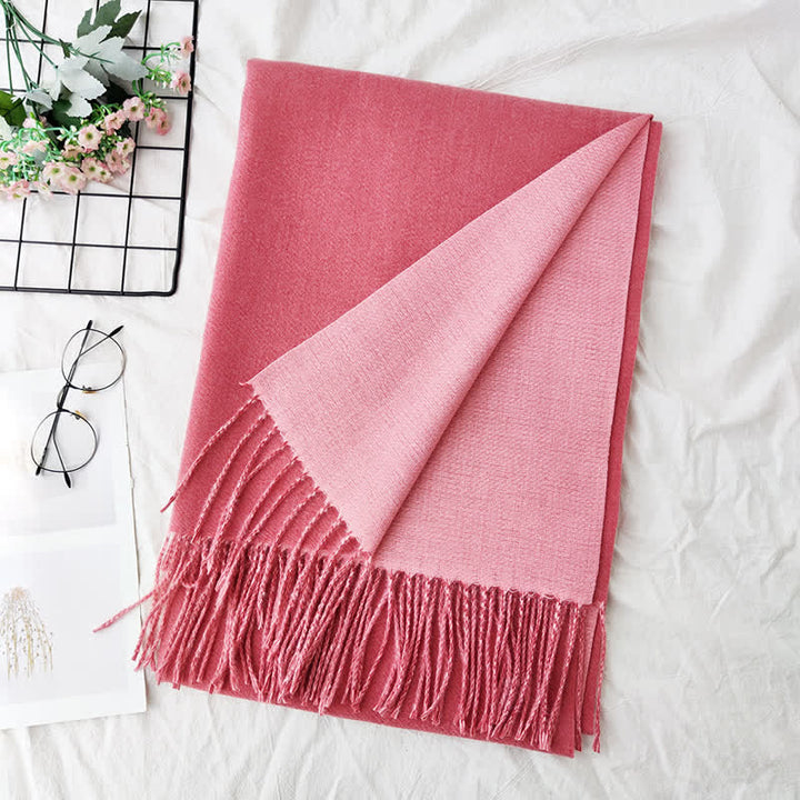 Unisex Double-Sided Two-Color Fashion Scarf - Pink - image 24