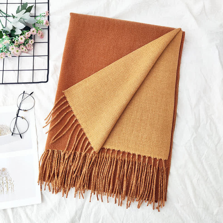 Unisex Double-Sided Two-Color Fashion Scarf - Caramel - image 9