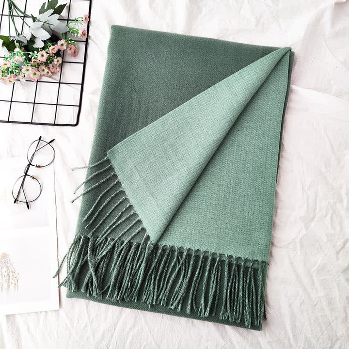 Unisex Double-Sided Two-Color Fashion Scarf - Pea Green - image 15