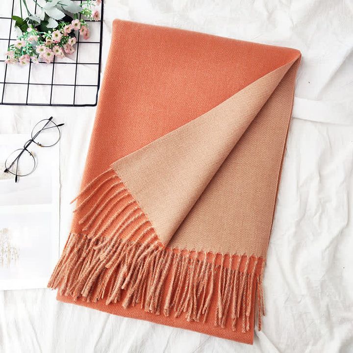 Unisex Double-Sided Two-Color Fashion Scarf - Coral - image 26