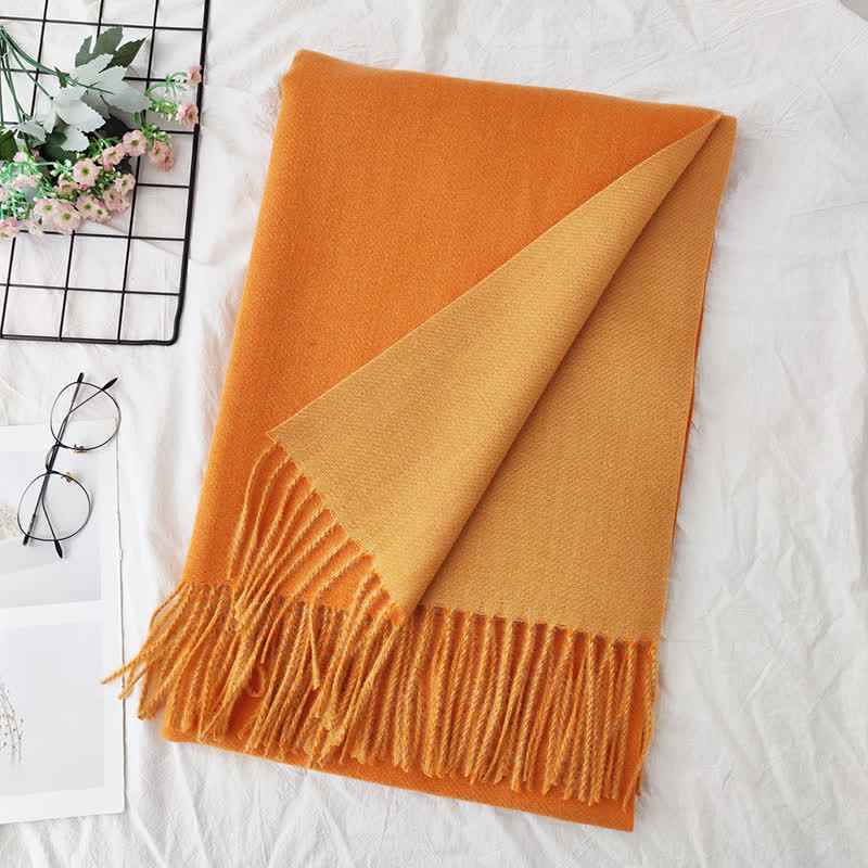 Unisex Double-Sided Two-Color Fashion Scarf - Orange - image 25