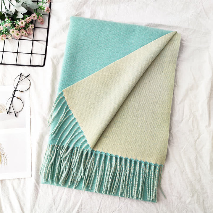 Unisex Double-Sided Two-Color Fashion Scarf - Light Green - image 13