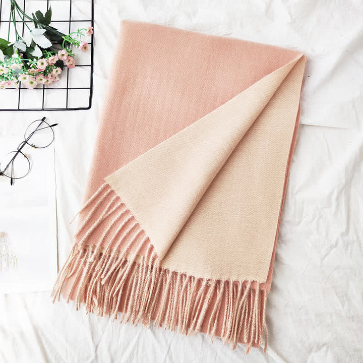 Unisex Double-Sided Two-Color Fashion Scarf - Pink Rice - image 21