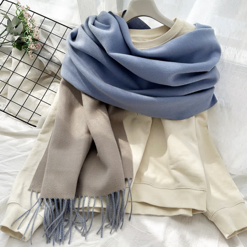 Unisex Double-Sided Two-Color Fashion Scarf - image 3