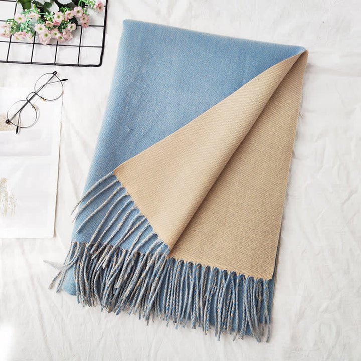 Unisex Double-Sided Two-Color Fashion Scarf - Airy Blue - image 18