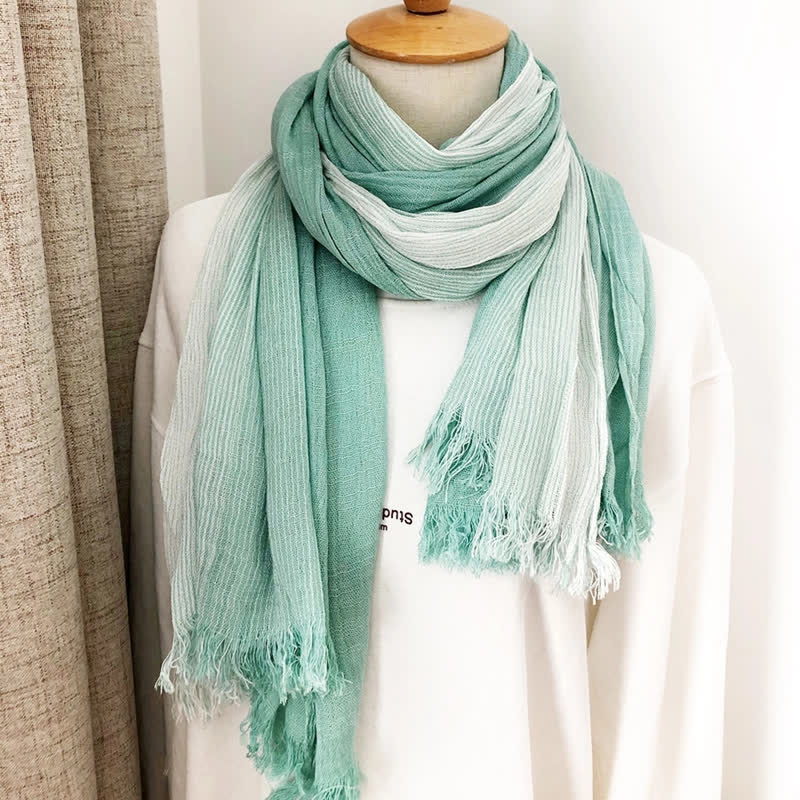 Unisex Striped Cotton Linen Spring Autumn Draped Scarf - image 19