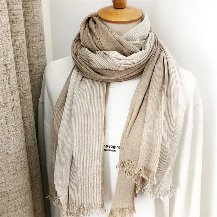 Unisex Striped Cotton Linen Spring Autumn Draped Scarf - image 21