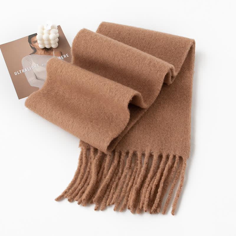 Unisex Thicken Solid Color Fringes Cashmere Scarf - Peru - image 15