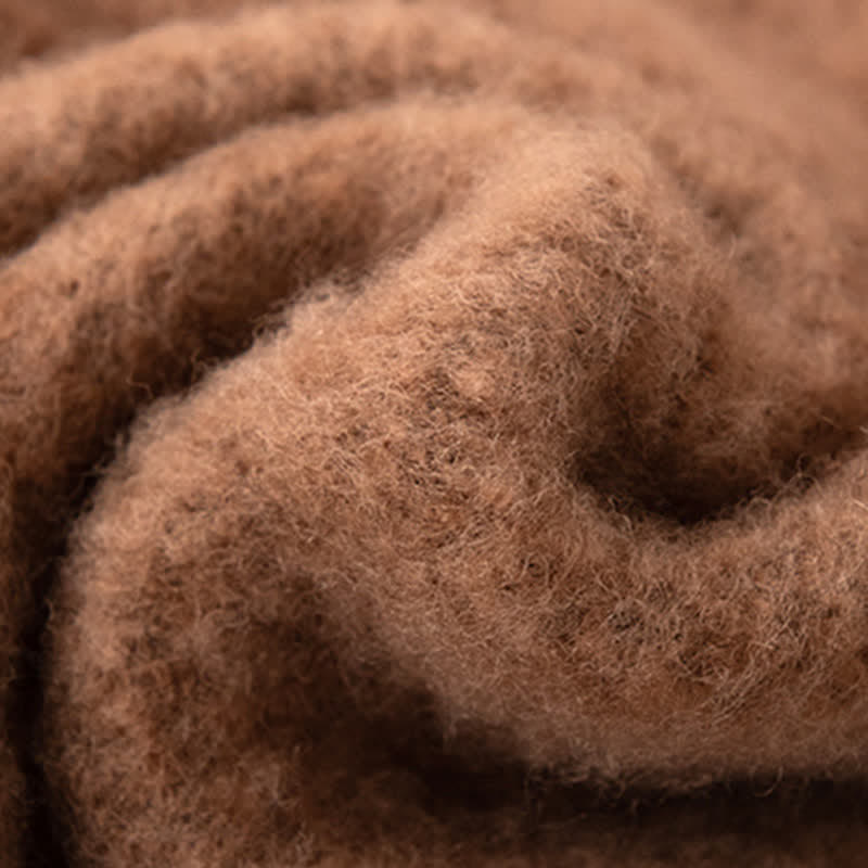 Unisex Thicken Solid Color Fringes Cashmere Scarf - image 3