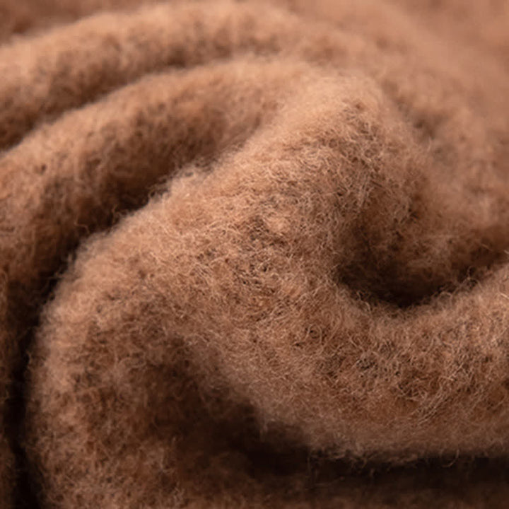 Unisex Thicken Solid Color Fringes Cashmere Scarf - image 3